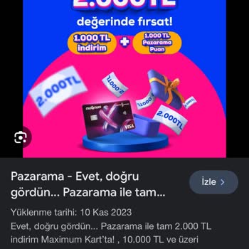 Pazarama Online İş Bankası Kampanyası 2000 Lira Fırsat