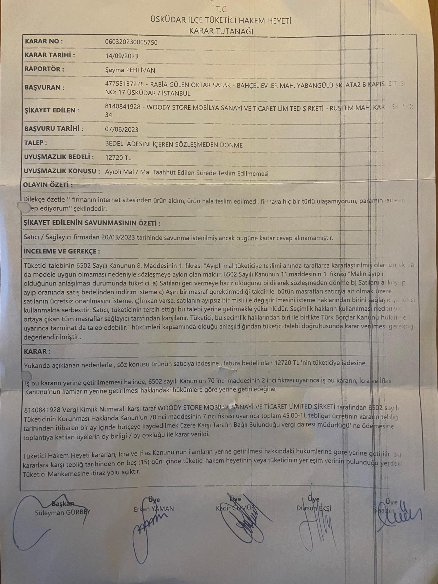 Woody Kid Store Sipariş Yatağımın Gönderilmemesi. Şikayetvar