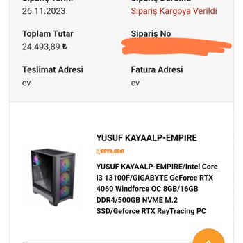 İtopya Bilgisayar İtopya Sipariş Sorunu