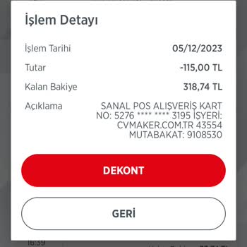 Cvmaker.com.tr Kod Ve Ya Da SMS Bildirimi Gelmeden Hesabımdan Para Çekildi