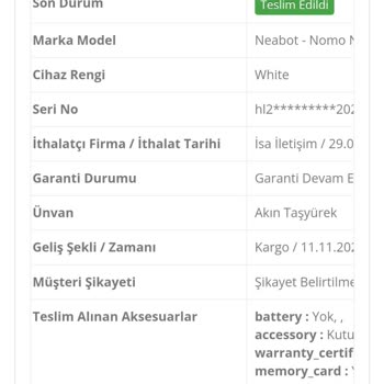 Neabot Garanti Ve Kargo Sorunu