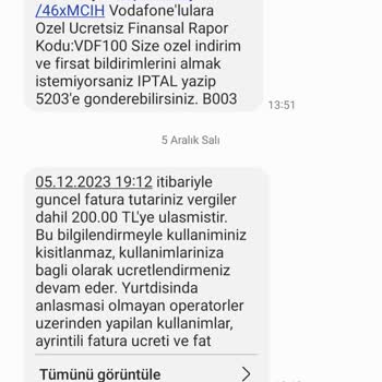 Vodafone Tarife Aşımı Yalanı