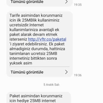 Vodafone Tarife Aşımı Yalanı