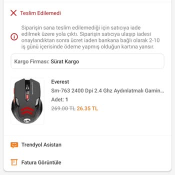 Trendyol Wexta Satıcısından Şikayetçiyim