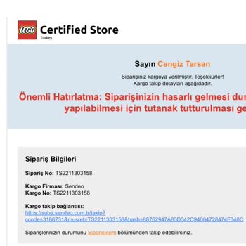 LEGO Ürünün 2 Hafta Olmasına Rağmen Gelmemesi