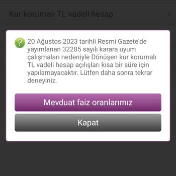 QNB Finansbank Enpara TCMB Tebliğini Yok Sayıp Dönüşen Kur Korumalı Hesap Açtırmıyor.