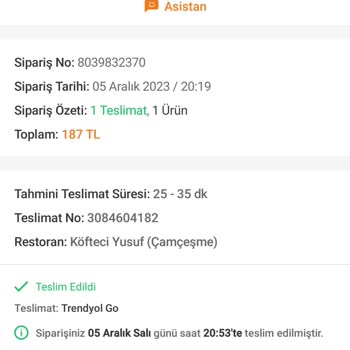 Trendyol Yemek Siparişimi Bırakmadan Gitti