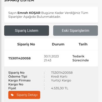 Elektromarketim Siparişi Tedarik Aşamasında Bekletiyor.