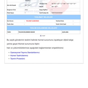 Aras Kargo Teslimat Şube Sorunu