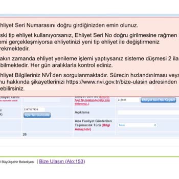 İBB - İstanbul Büyükşehir Belediyesi Tuhim Hatası Ehliyet Seri No Kabul Etmiyor