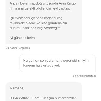 Aras Kargo Teslim Edilmeyen Ürün Kaybı!