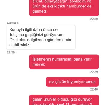 Yemeksepeti Eksik Ürün Ve Temin Edilmemesi