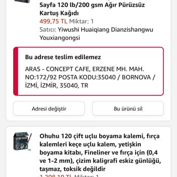 Amazon 'bu Adrese Teslim Edilemez' Hatası