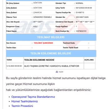 Aras Kargo Çınarcık Şubesi Ve Bahaneleri