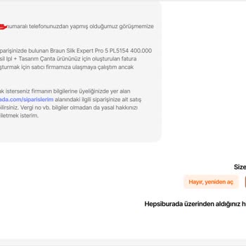 Hepsiburada.com Fatura Gönderilmeme Problemi