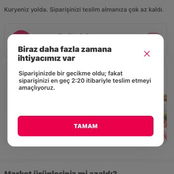 Yemek Sepeti Sipariş Teslimatı İle İlgili Şikayet