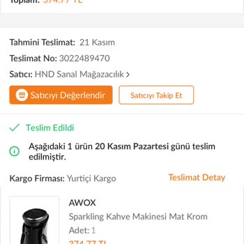 Awox Kahve Makinesi Bozuk