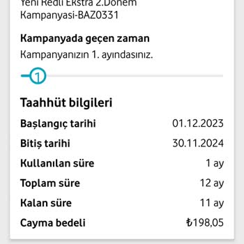 Vodafone Taahhütsüz Fatura Bedeli