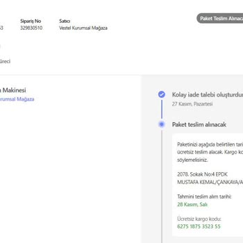 Hepsiburada'nın İade Ürünü Aldırıp İade Merkezine Göndermemesi
