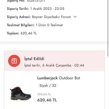 Boyner Kalite Kontrolden Geçmeyen Botun İptal Ettirilmesi