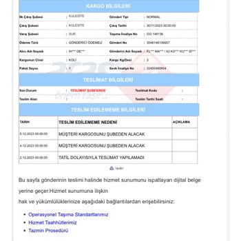 Aras Kargo'nun Müşterilerine Karşı Sorumsuzluğu