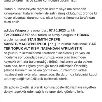 Adidas Ayakkabı Tabanı Yırtılması
