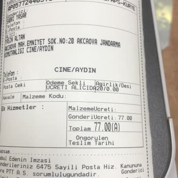 PTT Kargo Aciliyet Gerektiren Kargo