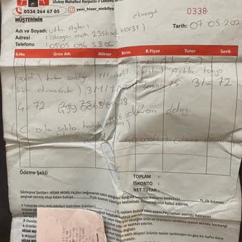 Yeni Hisar Mobilya Siteler, Farklı Mobilya Gönderildi Ve Hata Düzeltilmedi😡