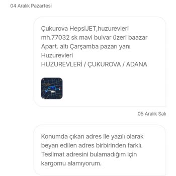Hepsiburada Teslimat Noktası Konumu Yanlış