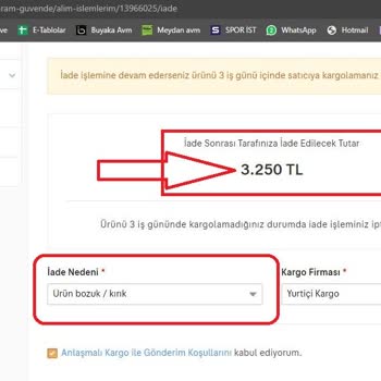 Sahibinden Kusurlu Ürün İadesinde Hizmet Bedelini Ödemiyor