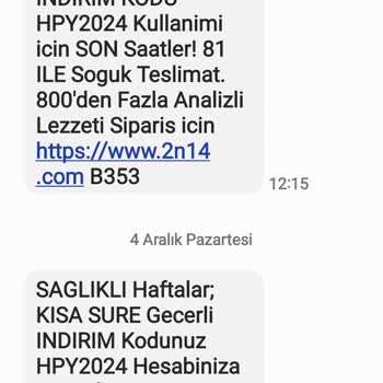 2n14 Sipariş Hattı Mesajları