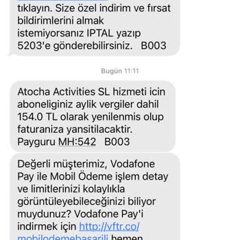 Vodafone Fatura Ücreti Sorunu Ve Çözüm Talebi