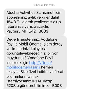 Vodafone Fatura Ücreti Sorunu Ve Çözüm Talebi