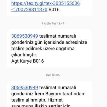 AGT Kurye (aynigunteslim.com) Ürünüm Teslim Edildi Diyor Ama Edilmedi