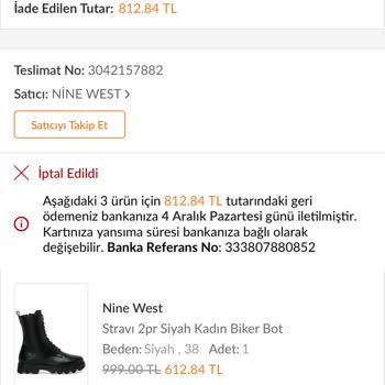 Nine West Kasım İndirimi Ürün İptali