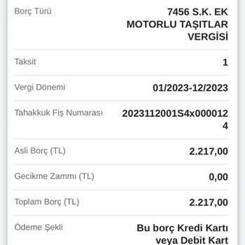 Otokoç Ek Motorlu Taşıtlar Vergisi