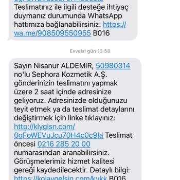 Sephora Ürün Teslim Edilmedi