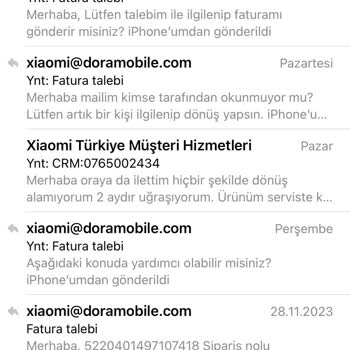 Dora Mobile Xiaomi Sitesinden Aldığım Ürünün Faturasını Bulamıyor!