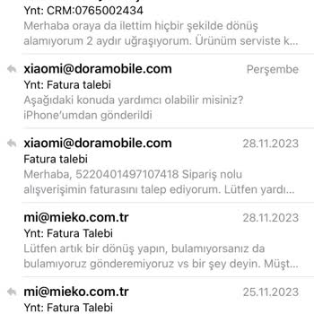 Dora Mobile Xiaomi Sitesinden Aldığım Ürünün Faturasını Bulamıyor!