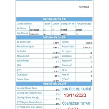 İSKİ - Yüksek Fatura / Hatalı Su Tüketimi Gösterimi