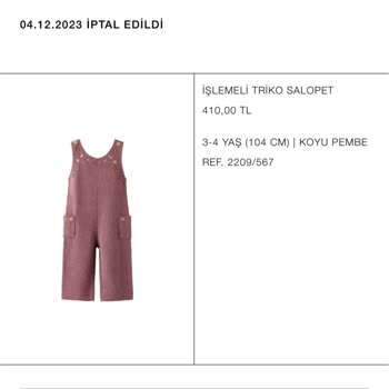 Zara Siparişimin İptal Edilmesi