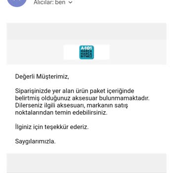 A101 Eksin Ürün Yolluyor.