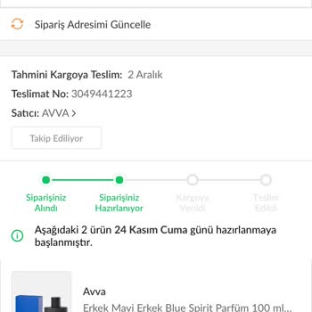 Avva Trendyol'dan Aldığım Ürünlerimi Kargolamıyor