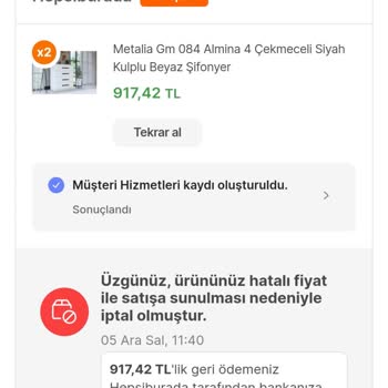 Hepsiburada'nın Kendi Kafasına Göre Sipariş İptali