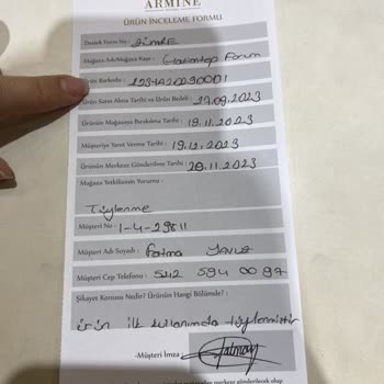 Armine Ürün Kusurlu Çıktı