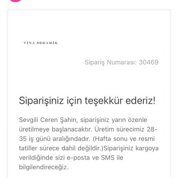 Vina Seramik Ürünlerimi Göndermiyor Ve Sorularıma Cevap Vermiyor!