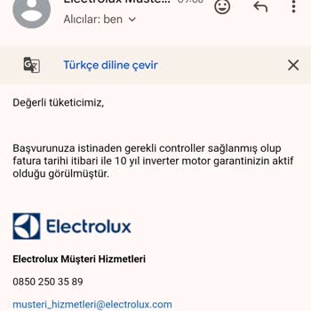 Electrolux 10 Yıl Motor Garanti Sorunu