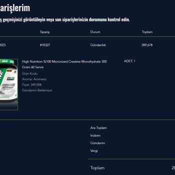 High Nutrition Kreatin Ürünü İade Talebi.