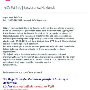 PTT Kargo Kargoyu Getirdik Evde Bulamadık (PTT)