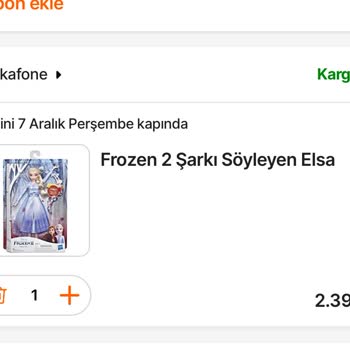 Hepsiburada Elsa Bebek Satışı